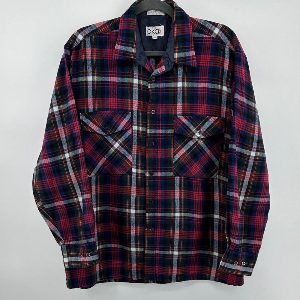 AkaBay VTG 90s Outdoor Rugged Workwear CasualPlaid Button Down Flannel Shirt SzL